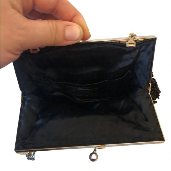 Vintage black beaded formal purse evening bag special occasion Holiday party - Picture 5 of 12